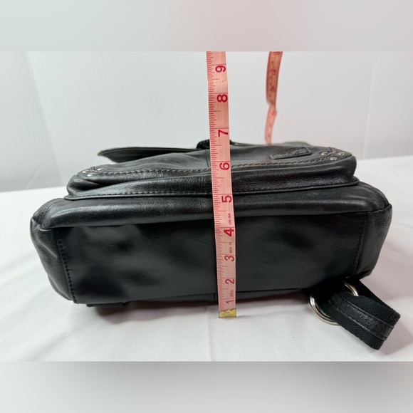 The Sak Ventura Leather Backpack Crossbody Messenger Saddle Bag Black Silver - Picture 12 of 13